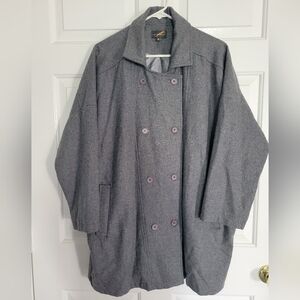 Women's Gray Double-Breasted Coat Size Medium Collar